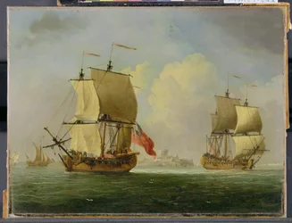 An English Sloop and a Frigate in a Light Breeze